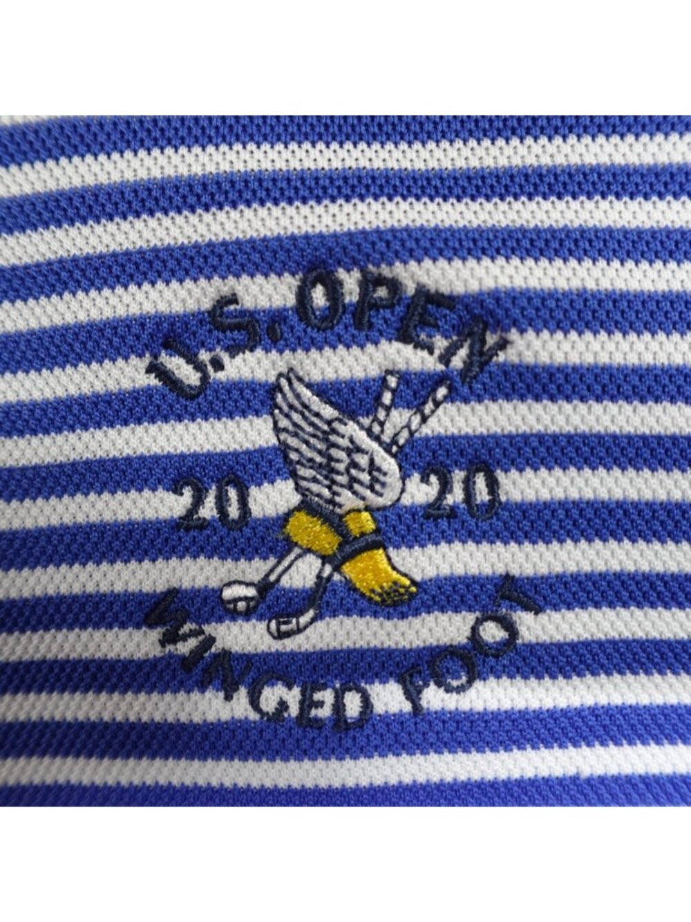 Nike Polo Shirt 2XL Blue Striped US Open Winged Foot Embroidered Golf